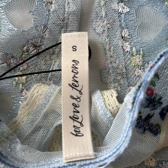 For Love And Lemons 🍋 midsummer high waisted thong , baby blue floral - Picture 6 of 7